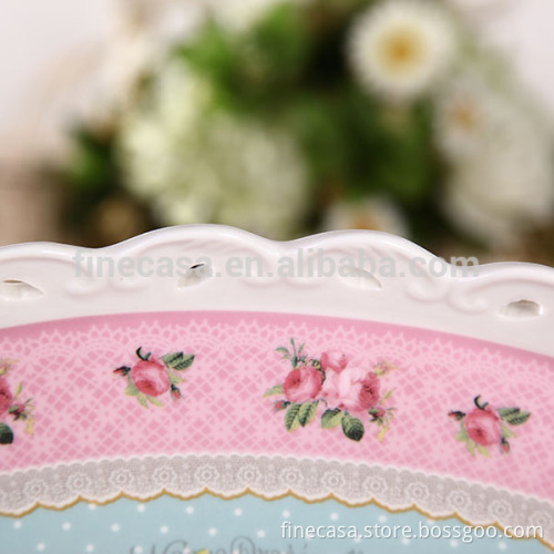 15 Inches Elegant Fine New Bone China Ceramic Tea Tray